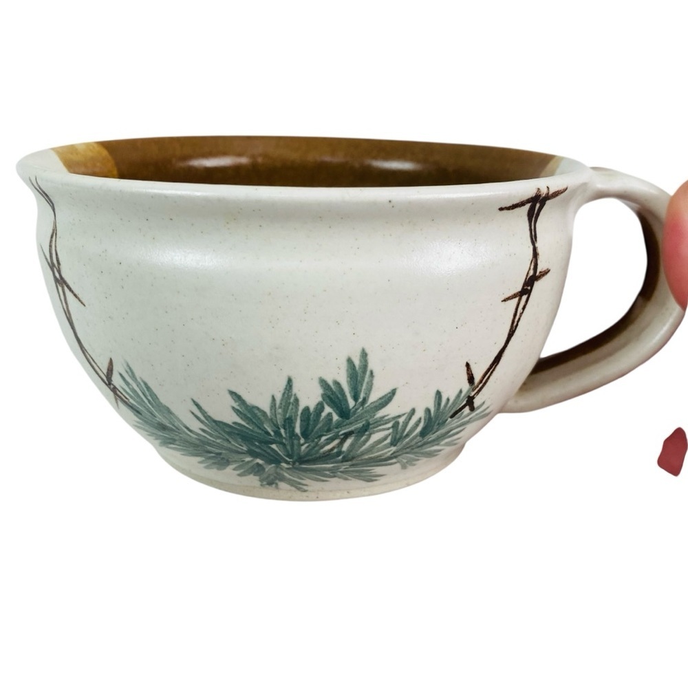Dano StudionPottery Hand Painted Indian Paintbrush And Barb Wire Soup Mug